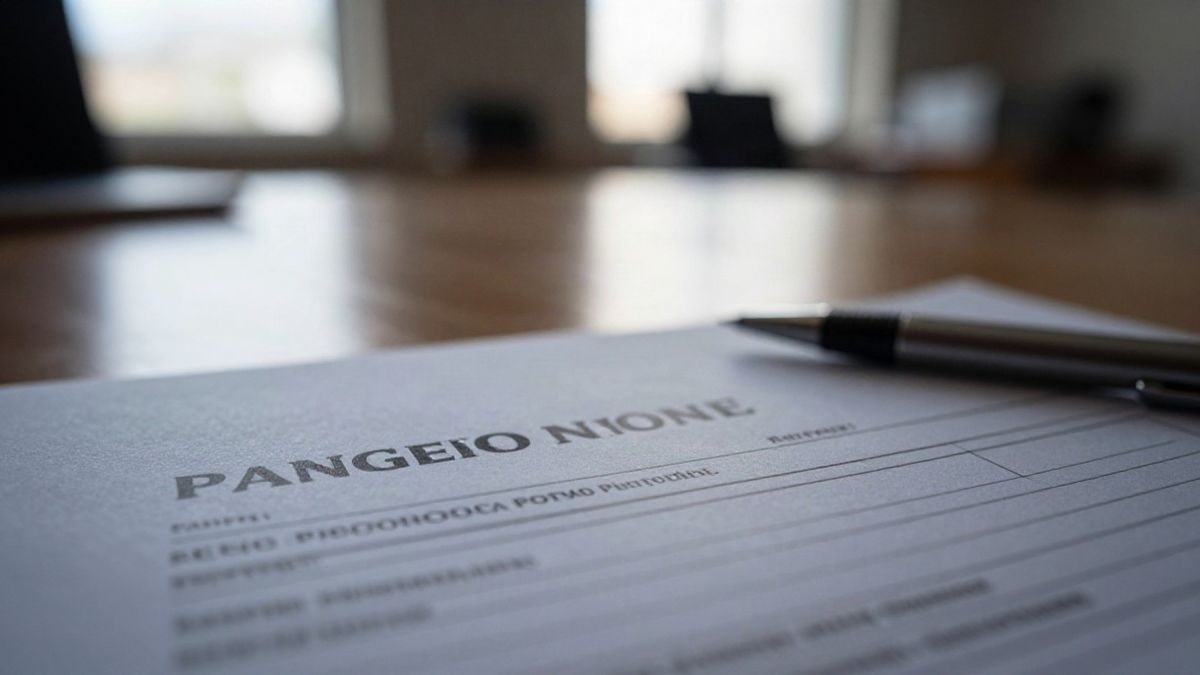 Illustrative image: close-up of a pension document and a pen on a wooden table