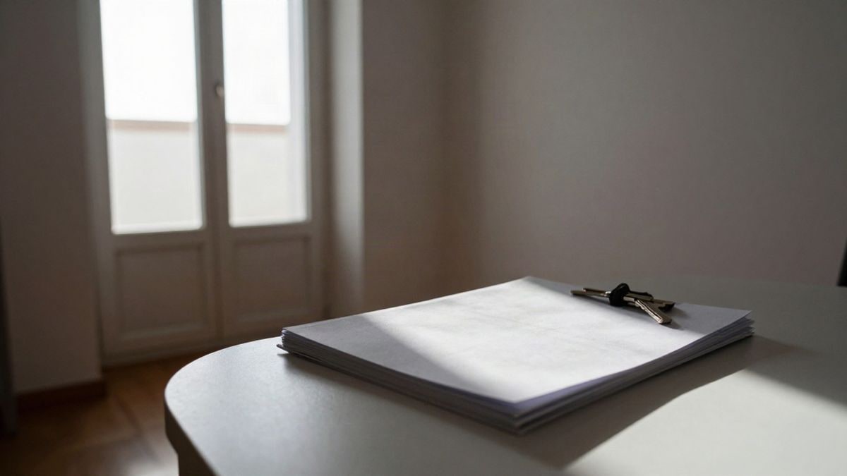 Illustrative image: interior of a Mediterranean flat with side light from a window and keys on a table
