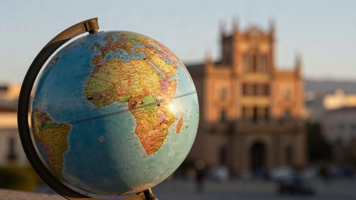 Imagen ilustrativa: globo terráqueo con el océano Atlántico visible bajo luz de atardecer