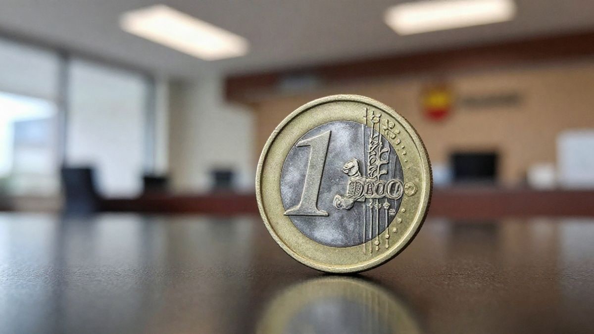 Imagen ilustrativa: primer plano macro de una moneda de euro sobre una superficie oscura