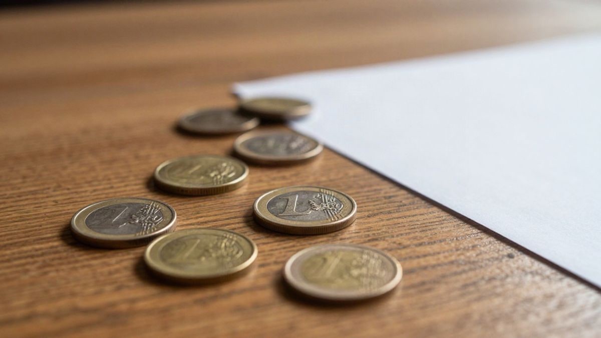 Illustrative image: euro coins and a folded document on an aged wooden table