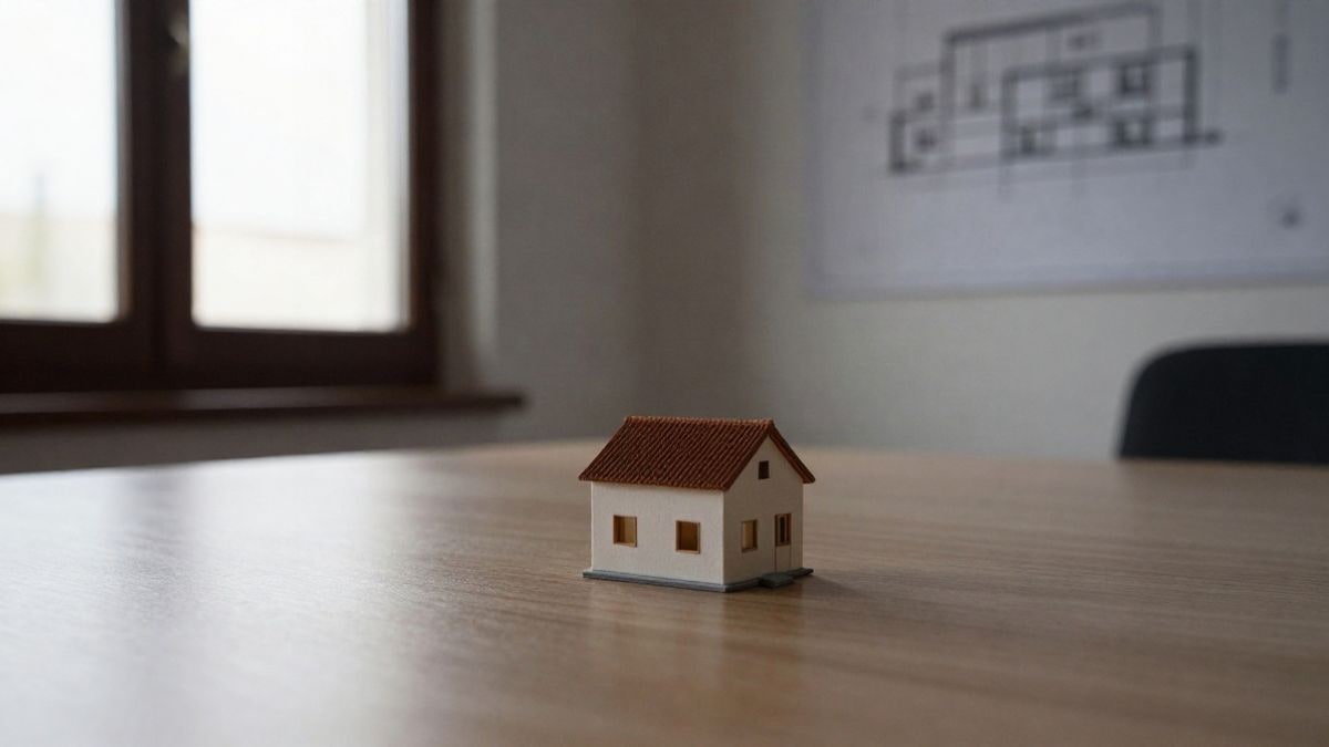 Illustrative image: model of a house on a real estate office table