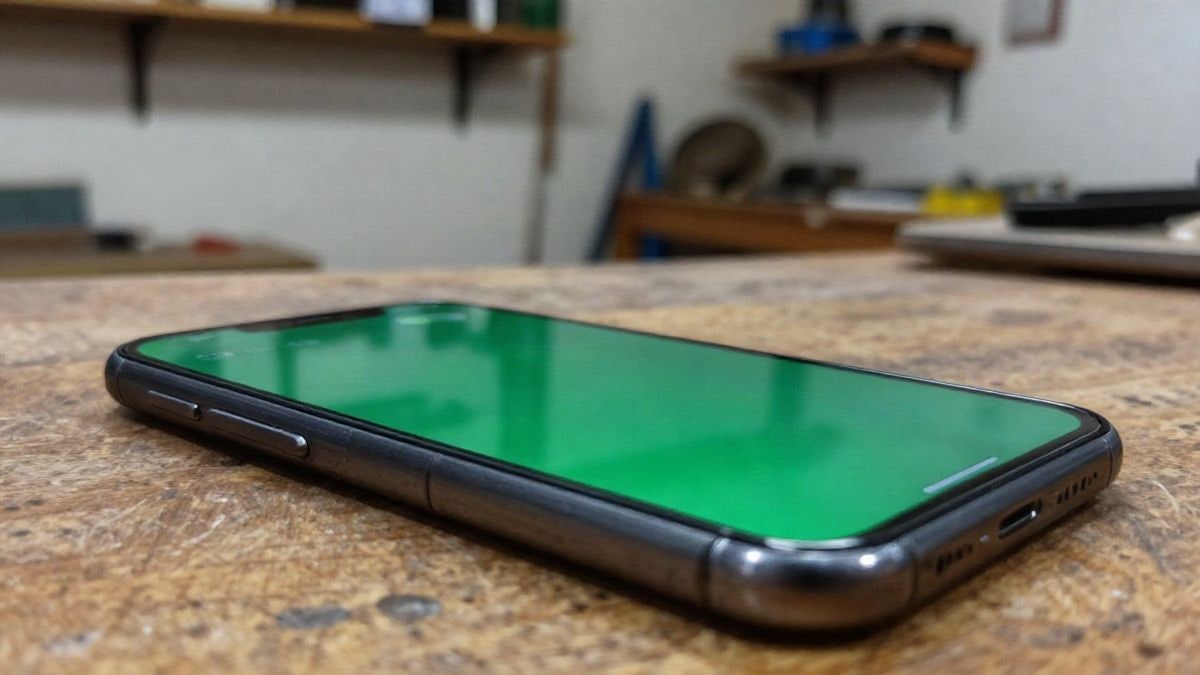 Illustrative image: a mobile phone on a wooden workshop table, with a generic chat interface on the screen