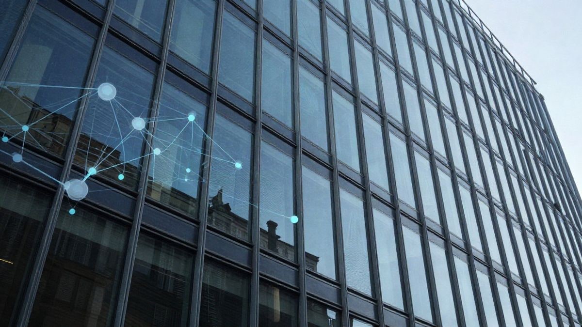 Imagen ilustrativa: fachada de un edificio corporativo moderno con líneas en perspectiva convergente