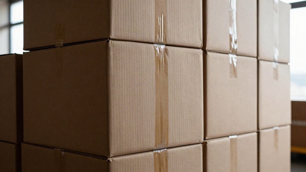 Imagen ilustrativa: cajas de cartón apiladas en un almacén con luz natural