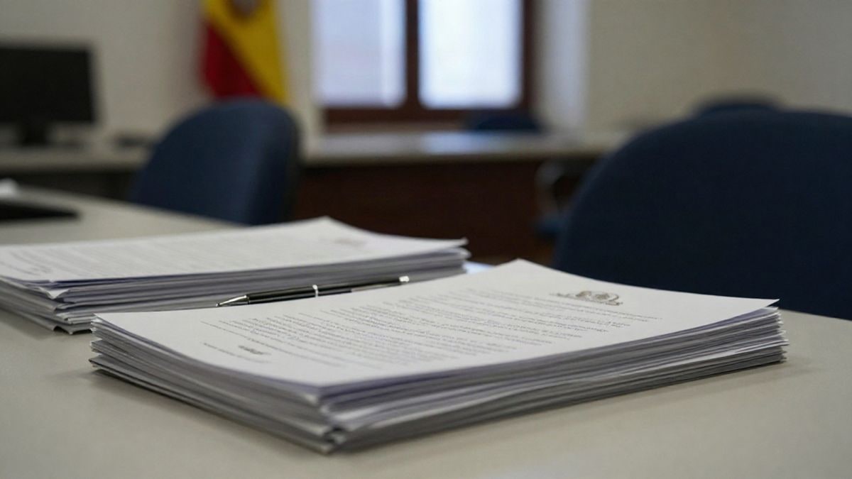 Imagen ilustrativa: documentos y bolígrafo sobre una mesa en una oficina administrativa